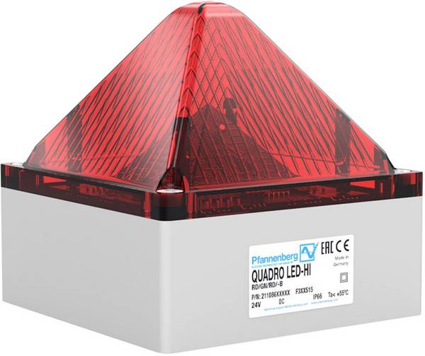 Pfannenberg Signaallamp  QUADRO LED HI DC RD 21108635000 Rood Rood Flitslicht, Knipperlicht, Continu licht 24 V/DC