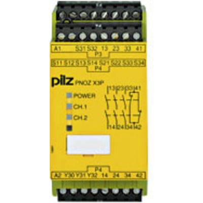 PILZ PNOZ X3P 24VDC 24VAC 3n/o 1n/c 1so Veiligheidsschakelapparaat  3x NO, 1x NC (b x h x d) 45 x 94 x 121 mm  1 stuk(s)