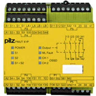 PILZ PMUT X1P 24VDC 3n/o 1n/c 5so Veiligheidsschakelapparaat Voedingsspanning (num): 24 V/DC 3x NO, 1x NC (b x h x d) 90
