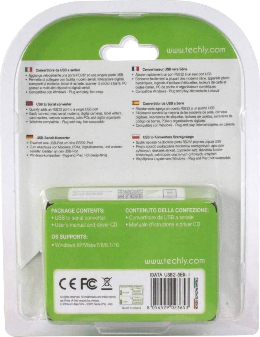 TECHly IDATA-USB2-SER-1A USB / Serieel Aansluitkabel USB-A stekker 1.50 m Zwart-1