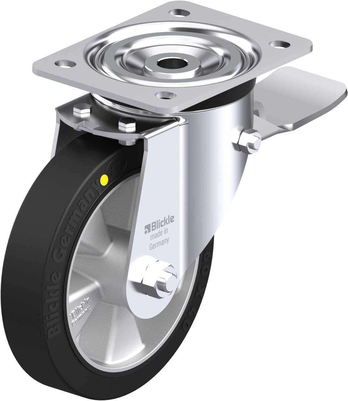 Blickle L-ALEV 161K-ST-EL Zwenkwiel met rem Wieldiameter: 160 mm Draagvermogen (max.): 300 kg 1 stuk(s)