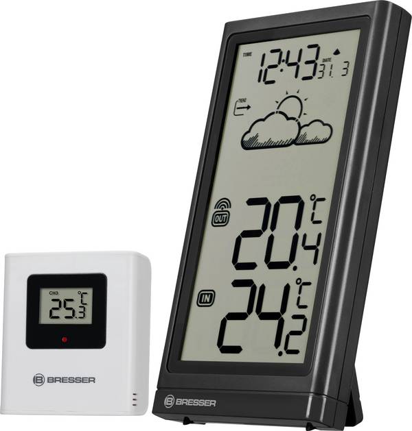 Bresser Optik Meteo Temp 7004200 Draadloos weerstation Verwachting voor 12 tot 24 uur Aantal sensoren max.: 1 stuk(s)