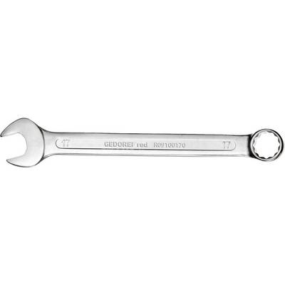 Een ringsteeksleutel van metaal met de markering 'GEDORE red R09100700', maat 17, voor 17 mm bouten en moeren.
