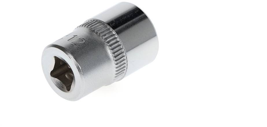 Metalen dopsleutel met ribbeling en grootte '12' gegraveerd. Gebruik: Bevestigen van schroeven of moeren.