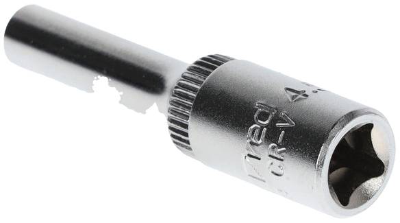 Metalen sleutelopzetstuk met cilindrische vorm en geribbelde greep, gekenmerkt door 'CR-V 4.5'.