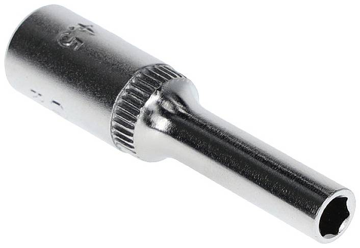 Steekdop, verchroomd, met zeskantprofiel, geschikt voor gebruik met 8 mm bouten of moeren.