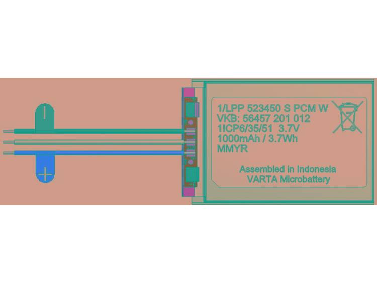 Varta 1-LPP 523450 S PCM W Speciale oplaadbare batterij Prismatisch Kabel LiPo 3.7 V 1000 mAh
