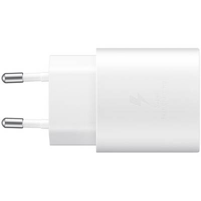 Wit oplader met twee metalen pennen en opschrift 'Super Fast Charging'.