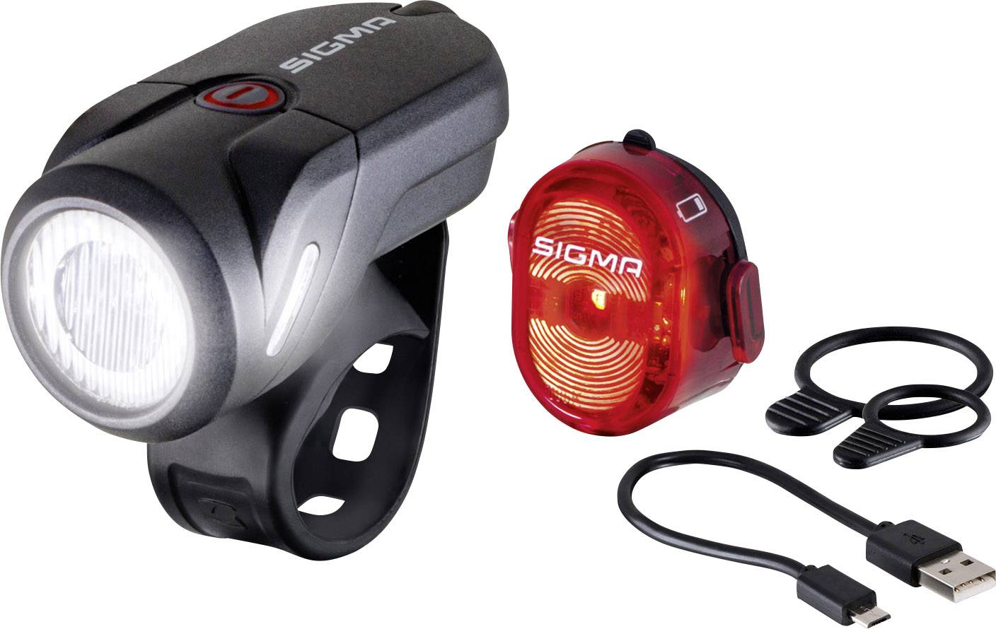 Sigma Fietsverlichtingsset AURA 35 / Nugget Set LED werkt op een accu Zwart-7