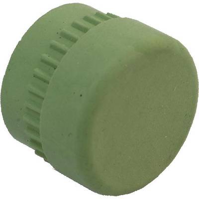 Een groene, cilindrische objectdeksel met een geprofileerde rand.