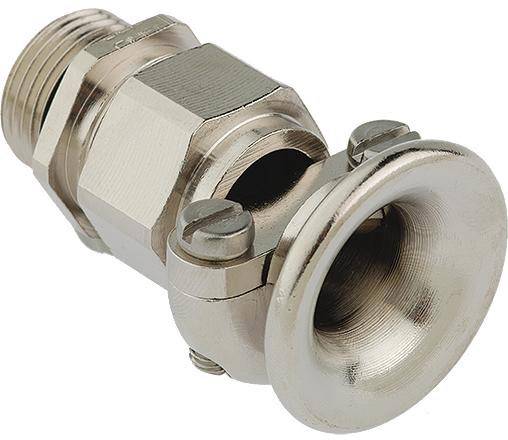 Metalen kabelwartel met schroefdraad en afdichtende beschermkap, geschikt voor de bevestiging en afdichting van kabels.