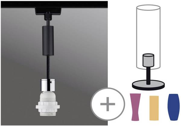 Paulmann Urail  230V-railsysteem lamp 1-fasig E27 20 W LED Zwart (mat), Chroom