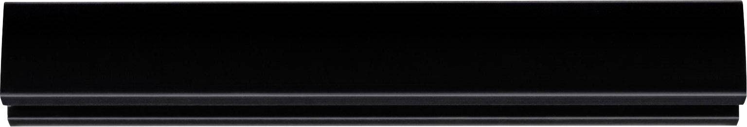 Een zwarte, cilindrische staaf voor een witte achtergrond.