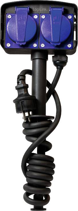 LogiLink LPS214 Buitenstopcontact Zwart Met grondspies, Aanraakbeveiliging-1
