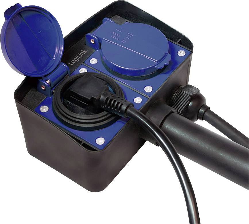 LogiLink LPS214 Buitenstopcontact Zwart Met grondspies, Aanraakbeveiliging-4