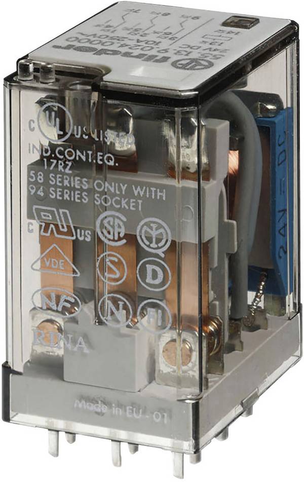 Finder 55.13.9.024.0000 Steekrelais 24 V/DC 10 A 3x wisselcontact 1 stuk(s)