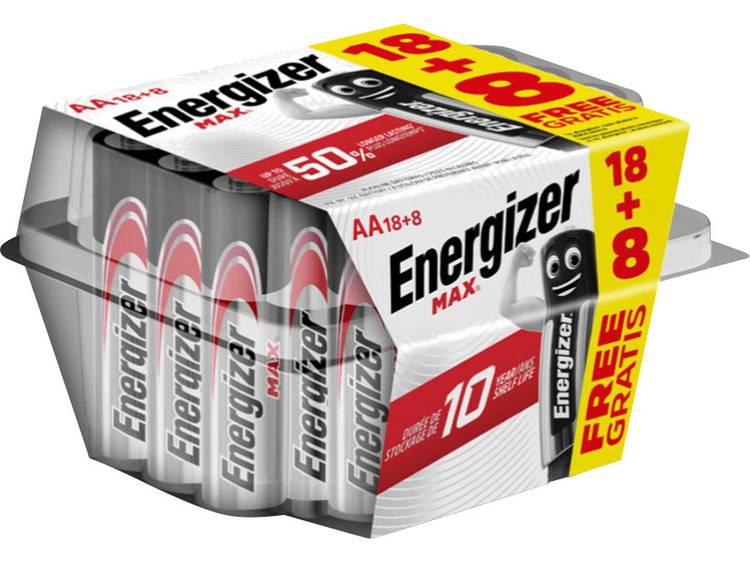 Energizer Max 18+8 gratis AA batterij (penlite) Alkaline 1.5 V 26 stuk(s)