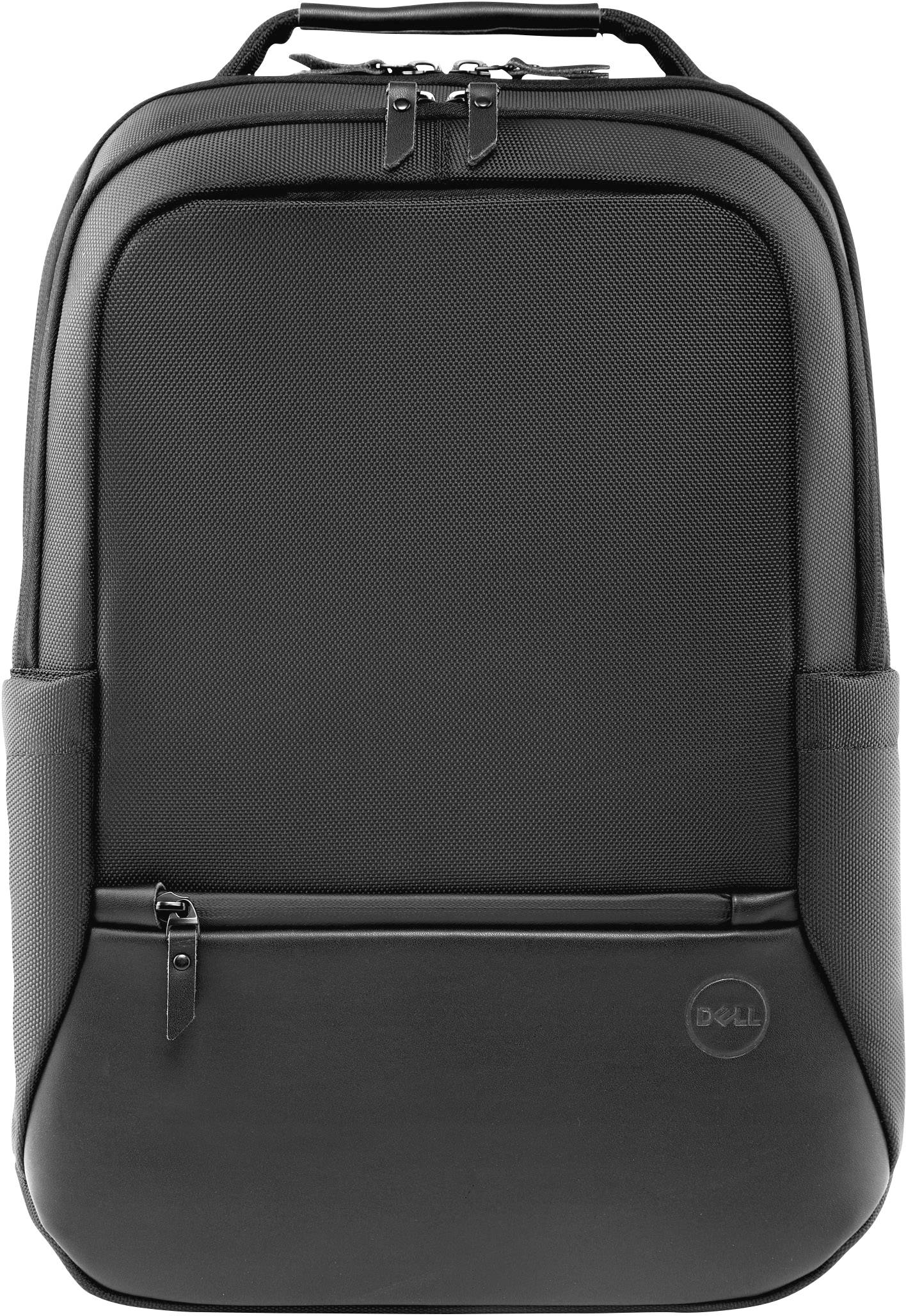 Zwarte laptoptas met twee ritsvakken. De rugzak heeft een eenvoudig ontwerp en een robuuste structuur.