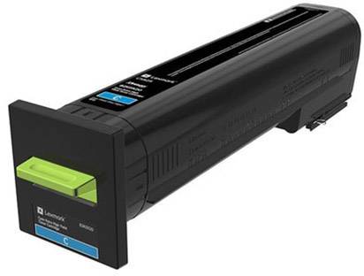 Zwarte tonerinktcartridge van het merk Lexmark met groene markeringsgreep, geschikt voor bepaalde printermodellen.