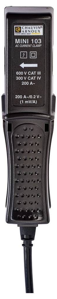 'Chauvin Arnoux' MINI 103 stroomtang, meet 600 V CAT III, 300 V CAT IV, 200 A. Uitvoer: 200 A → 10,2 V – (1 mV/A).