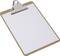 Een leeg klembord met een wit vel papier, klaar om te noteren of te tekenen.