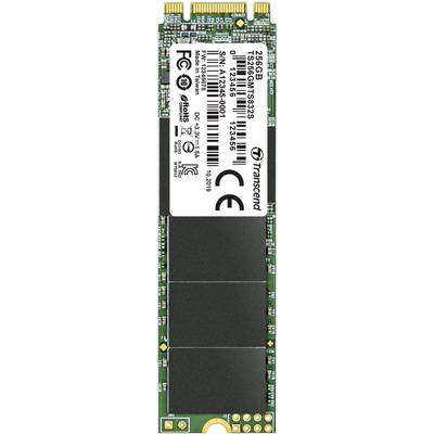 'Transcend 256GB M.2 SSD' met serienummers en CE-markering, gemonteerd op een groen printplaat.