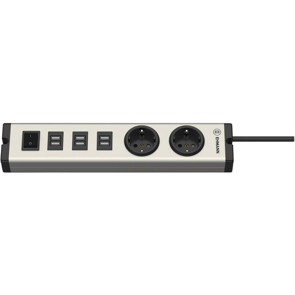 Ehmann 0601x0a02203303 USB-oplader 6 x, 2 x USB, Randaarde stopcontact