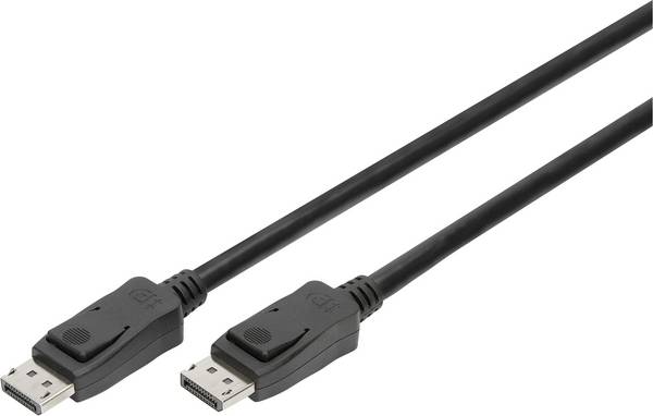 Digitus AK-340106-030-S DisplayPort-kabel DisplayPort Aansluitkabel DisplayPort-stekker, DisplayPort-stekker 3.00 m Zwart Vergulde steekcontacten, Afgeschermd (dubbel), Afscherming gevlochten, Afscherming totaal, Afgeschermd, Rond