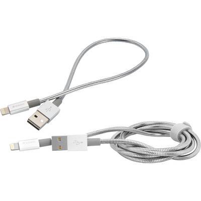 Verbatim Apple iPad/iPhone/iPod Aansluitkabel [2x Apple dock-stekker Lightning - 2x USB-A 2.0 stekker] 1.00 m Zilver