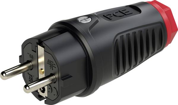 PCE 0522-sr Stekker met randaarde Massief rubber, Thermoplast 250 V Zwart, Rood IP54