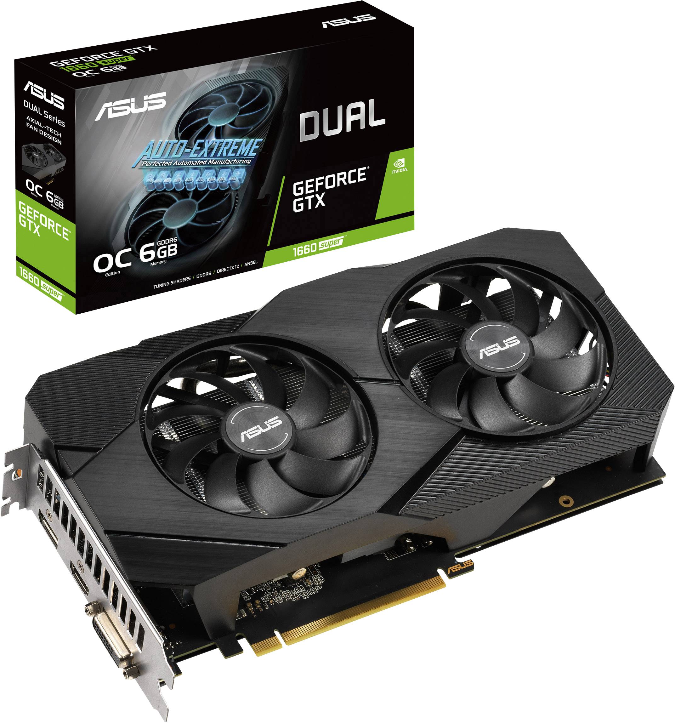 Asus Nvidia GeForce GTX1660 Super Videokaart SUPER EVO Overclocked 6 GB GDDR6-RAM PCIe x16 HDMI, DisplayPort, DVI-0