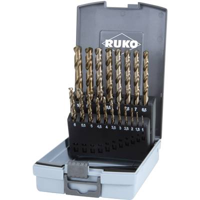 RUKO 215214RO HSSE-Co 5 Metaal-spiraalboorset 19-delig    DIN 338 Cilinderschacht 1 set(s)