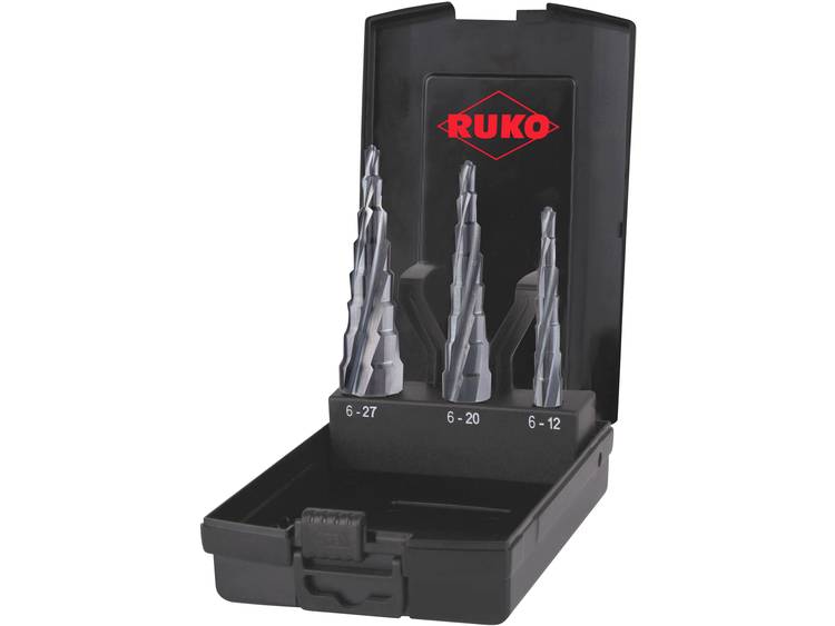 RUKO 101087PRO Getrapteboorset 3-delig 6 12 mm, 6 20 mm, 6 27 mm HSS 3 vlakken schacht 1 set