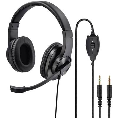 Hama HS-P300 Over Ear headset  Computer Kabel Stereo Zwart  Volumeregeling, Microfoon uitschakelbaar (mute)