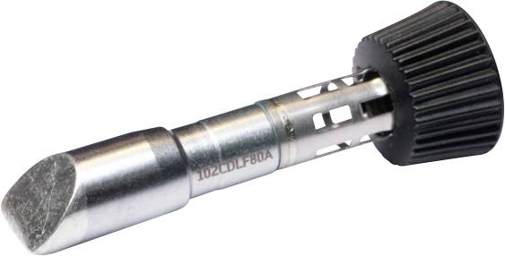 Een metalen onderdeel met een cilindrische vorm en een geribbelde greep, vermoedelijk een machineonderdeel of een gereedschapsaansluiting.