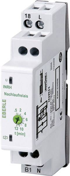 Een wit na-ijlrelais van Eberle met handmatig instelbare tijdschakelklok in minuten, monteerbaar op een DIN-rail.