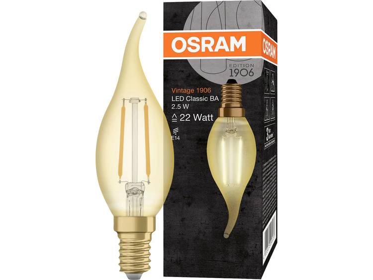 Osram Vintage 1906 LED Classic E14 BA 2.5W 824 Filament Goud | Zeer Warm Wit Vervangt 22W