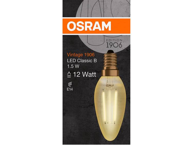 Osram Vintage 1906 LED Classic E14 B 1.5W 824 Filament Goud | Zeer Warm Wit Vervangt 12W