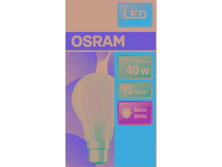 OSRAM LED-lamp Energielabel: A++ (A+++ G) B22d Peer 4 W Warmwit (Ã x l) 60.0 mm x 104.0 mm 1 stuk(s)