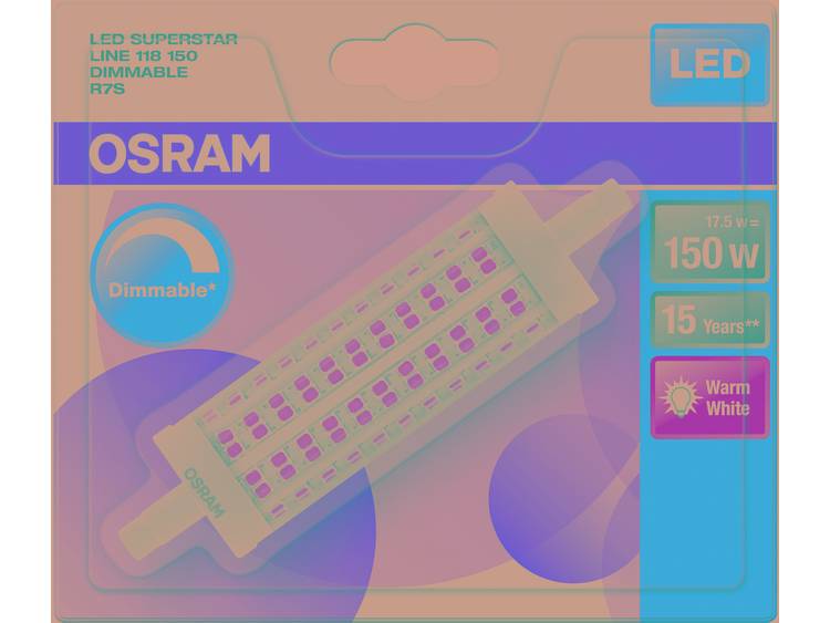 OSRAM LED-lamp Energielabel: A++ (A+++ G) R7s Buis 18 W Warmwit (Ã x l) 28.0 mm x 118.0 mm 1 stuk(s)