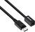 Een zwarte kabel met een DisplayPort-stekker en een USB-C-aansluiting. Geschikt voor verbinding tussen verschillende apparaten.