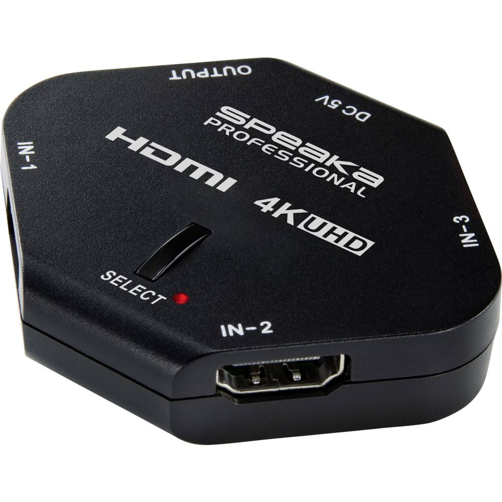 SpeaKa Professional RF-HDS 100 3 poorten HDMI-switch 3D-weergave mogelijk, Individueel schakelbaar 4096 x 2160 Pixel