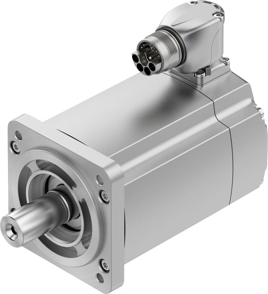 Een compacte servomotor met een cilindrische metalen behuizing en een aansluitbus, geschikt voor nauwkeurige bewegingsbesturing.