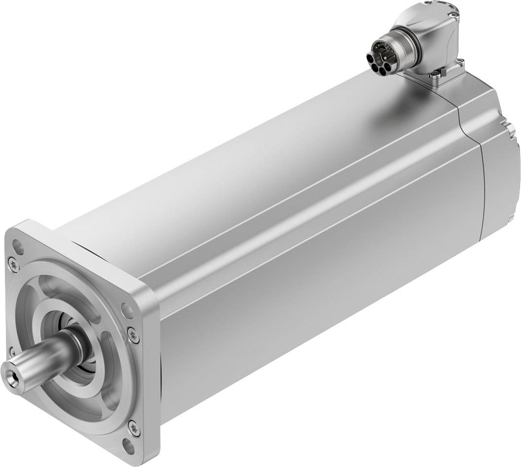 Een zilveren elektromotor in cilindrische vorm met afgeronde uiteinden en een stekkerverbinding bovenaan, geschikt voor industriële toepassingen.