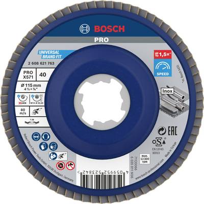 Bosch Accessories 2608621763 X-LOCK-lamellenslijpschijf, metaal, gebogen uitv., G 60, X571, 115 mm, K40 Diameter 115 mm