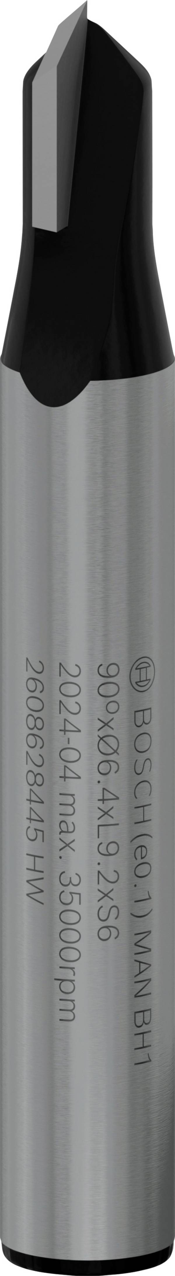 V-groeffrees 6 mm, D1 6,35 mm, L 16 mm, G 48 mm, 90° Bosch Accessories 2608628445