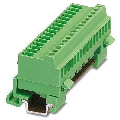 Een groene aansluitklem met meerdere aansluitpunten voor elektrische aansluiting in industriële toepassingen.