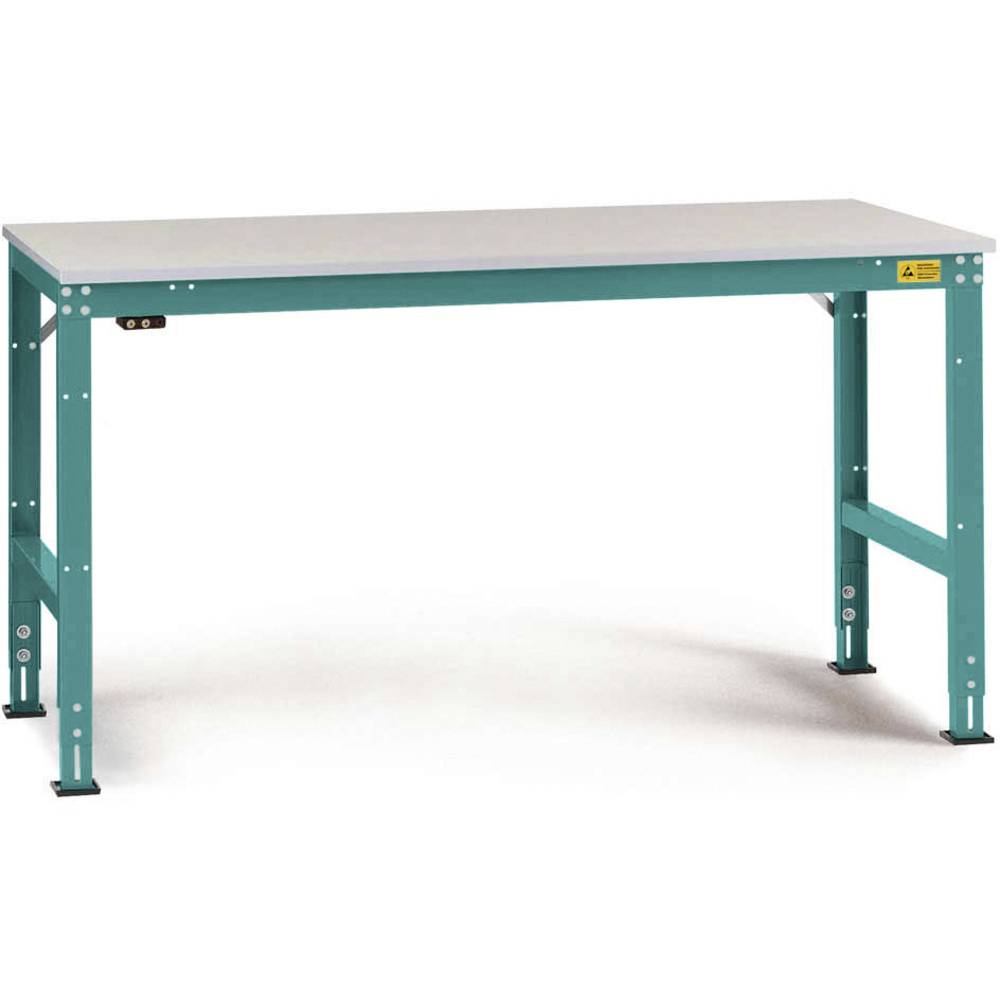 Manuflex LU4003.5021 ESD-werktafel universele standaard achtergrond tafel met rubber schijf, bxdxh = 1000 x 600 x 760-870 mm Waterblauw