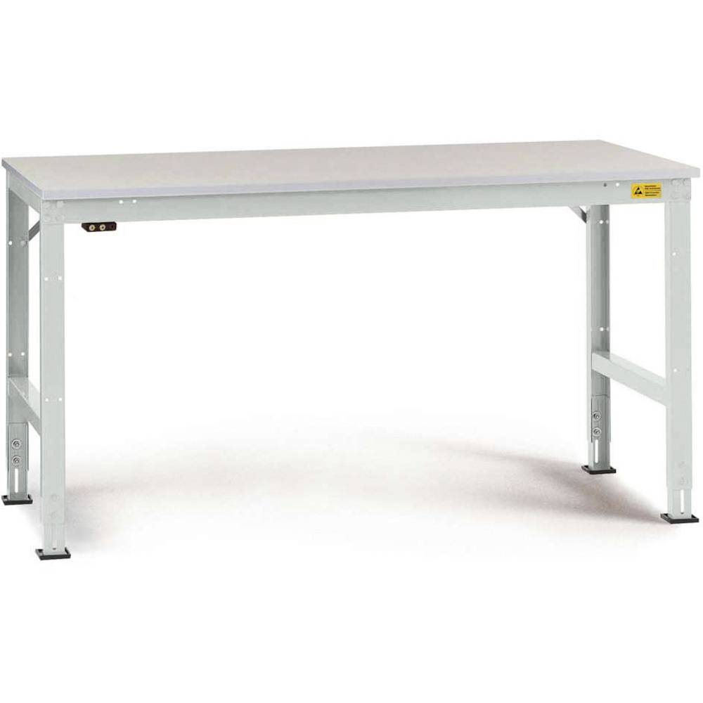 Manuflex LU4143.7035 ESD-werktafel universele standaard achtergrond tafel met rubber schijf, bxdxh = 2500 x 800 x 760-870 mm Grijs-wit (RAL 7035)