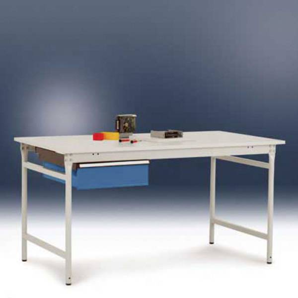 Manuflex ZB4143.9006  Enkele lade in aluminium zilver vergelijkbaar met RAL 9006, zonder cilinderslot, voor tafel diepte 800 mm, bxdxh: 425 x 550 x 150 mm